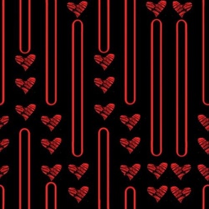 Infinite hearts in red on black// valentines