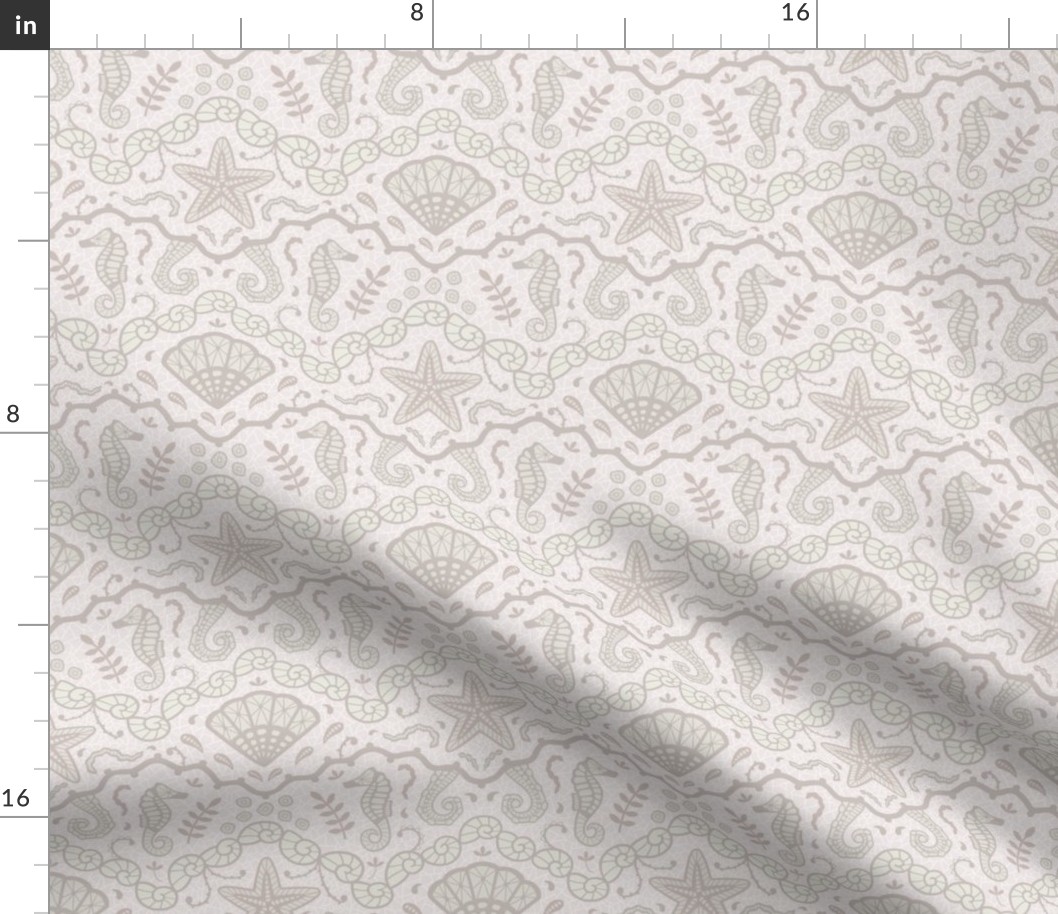 Sea animals lace monochrome taupe - small scale 8" repeat