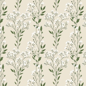 White wildflowers on a beige background