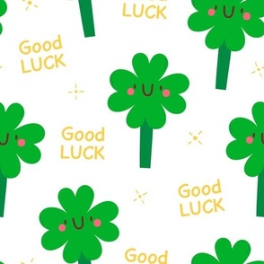 Good Luck cute pattern with four leaf clover