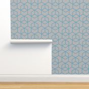 Hexagon Trellis - blue on grey