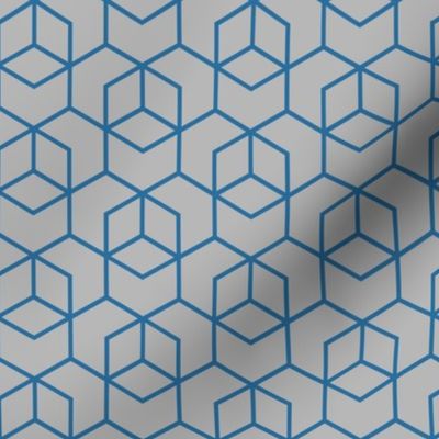 Hexagon trellis - dark blue on grey