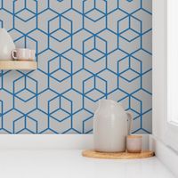 Hexagon trellis - dark blue on grey