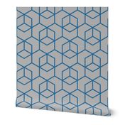 Hexagon trellis - dark blue on grey