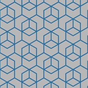 Hexagon trellis - dark blue on grey