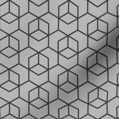 Hexagon trellis - charcoal on grey