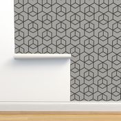 Hexagon trellis - charcoal on grey