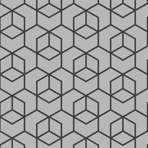 Hexagon trellis - charcoal on grey