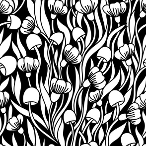 2851 A Extra large - doodle flowers and mushrooms