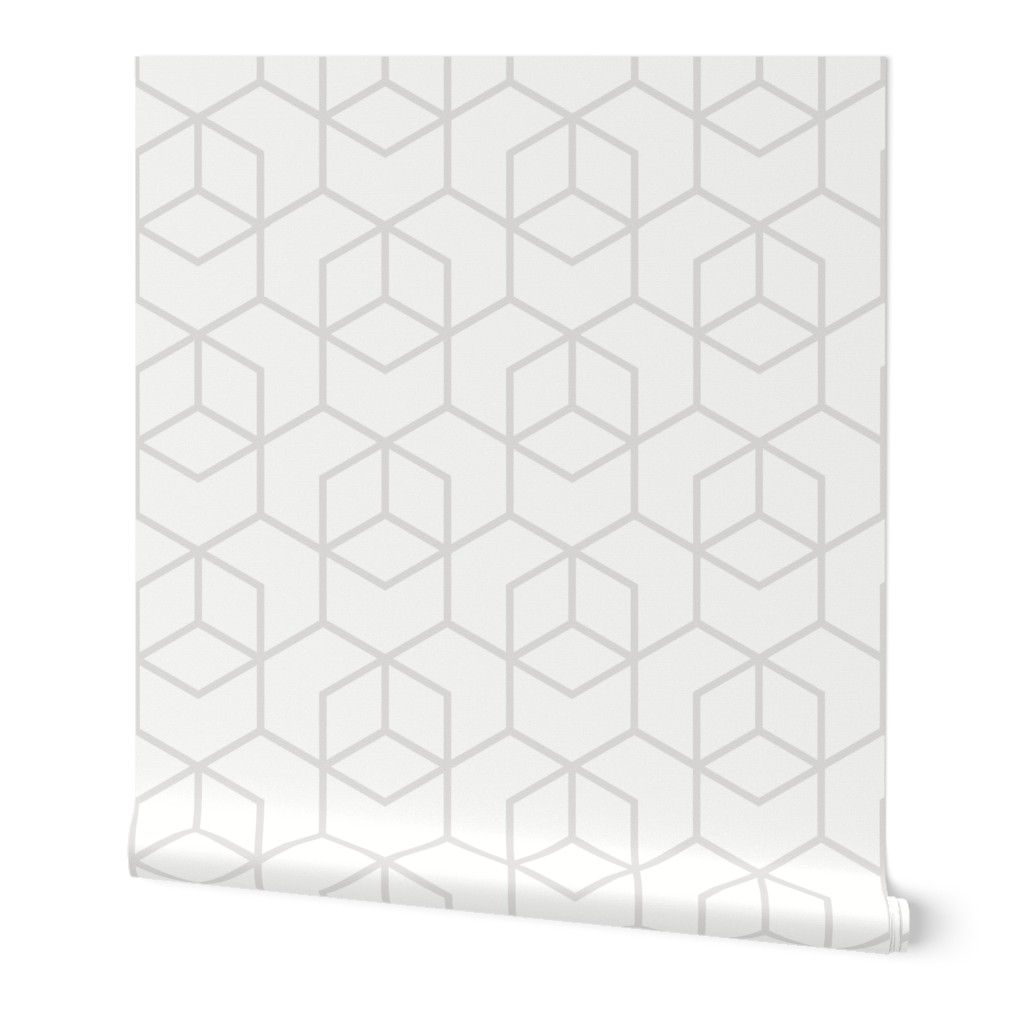 Hexagon trellis - pale grey on white