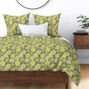 Scandinavian daisies in green olive palette small