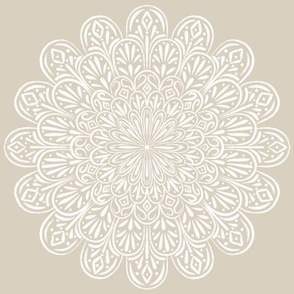 mandala blooms - bone beige_ creamy white - ornate jumbo extra large scale flowers