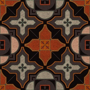 Dark Autumn Colors Floral Geometric Tile Pattern
