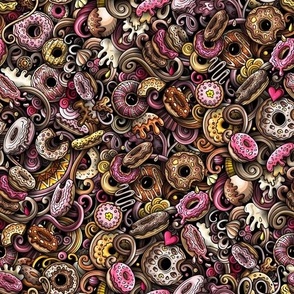 Donuts doodle.  For masks print 2