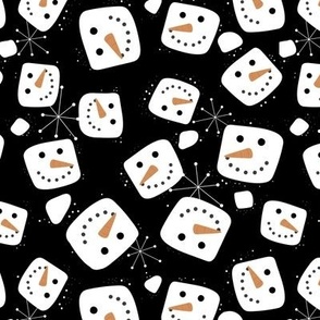 Mid century retro fifties kids style ice cubes snowmen winter wonderland black and white