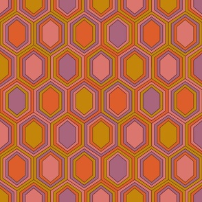 Retro Hexagons (12") - yellow, orange, purple, pink (ST2023RH)