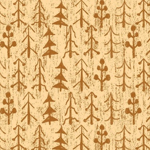 Enchanted Forest Whispers: Vintage Pine & Birch Tree Pattern - Nature-Inspired Textile Design