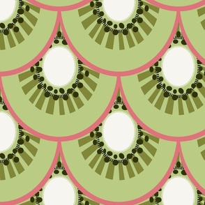 kiwi slices scales green and pink- large