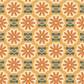 KF 0135 A - Vintage Retro Daisy 70s Modern Geometric Floral