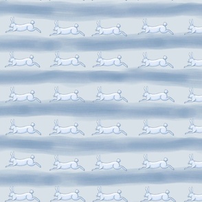 Winter forest bunnies ice blue