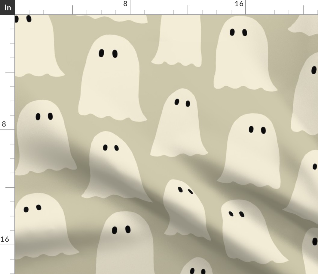 Cute Halloween Ghosts - Light Green , Large Scale