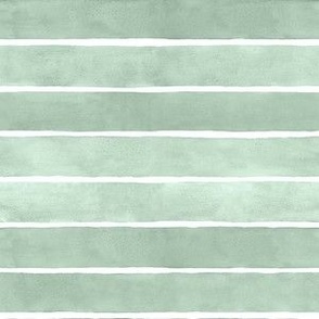 Pastel Green Christmas Watercolor Stripes - Small Scale - Broad Horiztonal Stripes - Soft Baby