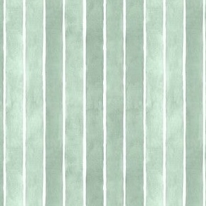Pastel Green Christmas Watercolor Stripes - Ditsy Scale - Broad Vertical Stripes - Soft Baby