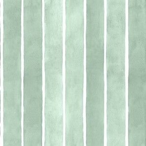 Pastel Green Christmas Watercolor Stripes - Small Scale - Broad Vertical Stripes - Soft Baby