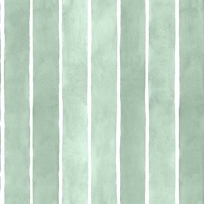 Pastel Green Christmas Watercolor Stripes - Medium Scale - Broad Vertical Stripes - Soft Baby