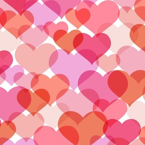 Pink Hearts - L - Pink Red Purple Colors Bright Radiant Joyful Happy Valentine  Vintage Risograph Tween Teen Kids Children Multi Large Scale Transparent Barbie Love 