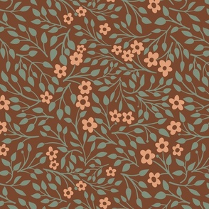Folksy Small Ditsy Floral Coordinate Brown Medium Scale