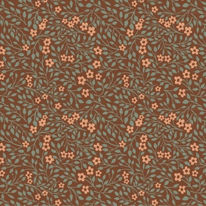 Folksy Small Ditsy Floral Coordinate Brown Small Scale