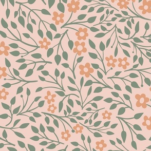 Folksy Small Ditsy Floral Coordinate Peachy Large Scale