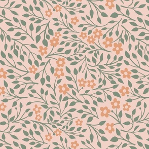 Folksy Small Ditsy Floral Coordinate Peachy Medium Scale