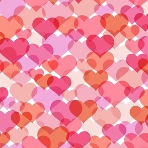 Pink Hearts - XXS - Pink Red Purple Colors Bright Radiant Joyful Happy Valentine  Vintage Risograph Tween Teen Kids Children Multi Transparent Barbie Love Small Scale