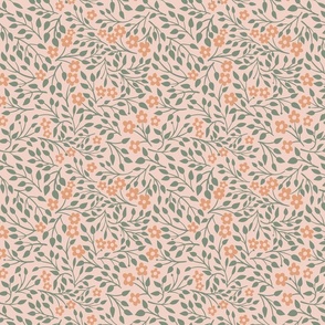 Folksy Small Ditsy Floral Coordinate Peachy Small Scale