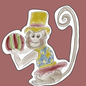 Vintage Circus Theme_Monkey ,  Original Watercolor Artwork
