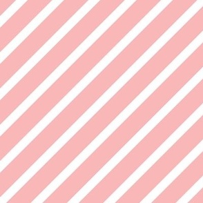 XL - Diagonal Stripes Peachy Pink White