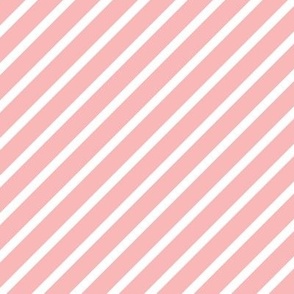 L - Diagonal Stripes Peachy Pink White