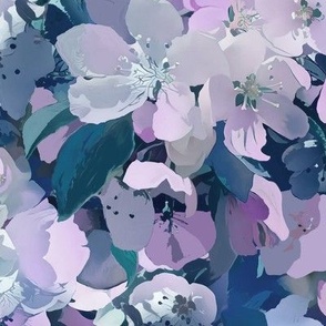 Garden Beauty in Shades of Blue and Pink - medium scale