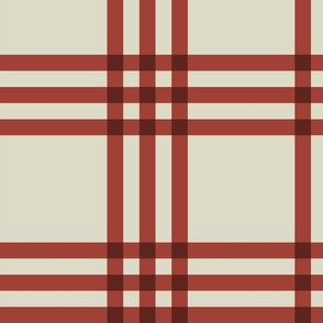 Red plaid on cream - large scale