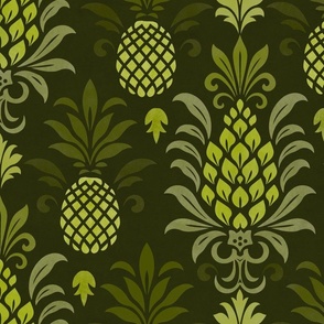 Modern Monochrome Pineapple Chic Textured Green