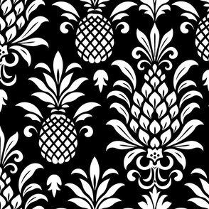 Modern Monochrome Pineapple Chic White On Black