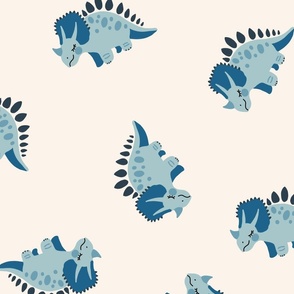 XL Cute Blue Triceratops Dinosaurs