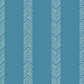 Chevron Stripe Antique Blue and Cream Vertical