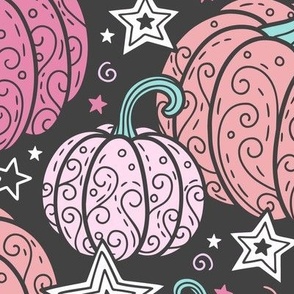 Swirly Pumpkins in Muted Pink & Purple (Extra Large Scale)