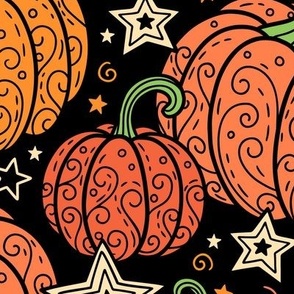 Swirly Pumpkins in Shades of Orange (Extra Large Scale)