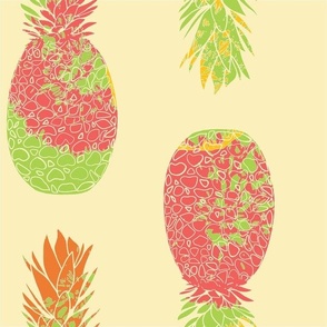 Pineapple with Yellow, Orange , and green vivid Boho