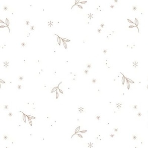 Minimalist boho night with snowflakes and leaves winter wonderland midnight design beige on white