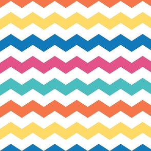 Blue , pink, green, orange, yellow and white Che - ZigZag - nursery - kids - quilt - home decor 